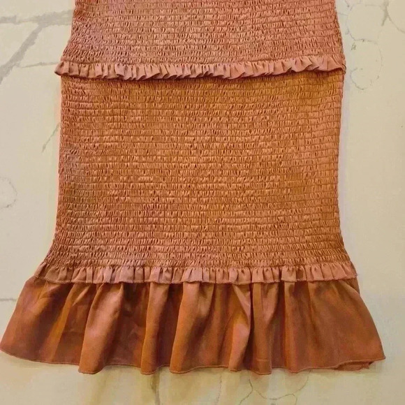 Mable Daphne Smocking Stretch Midi Party Dress Pink Womens Size Large - Picture 4 of 9